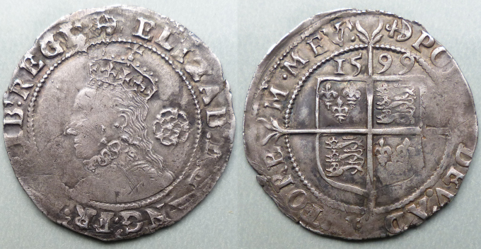 Elizabeth I 1599 sixpence Elizabeth I 1599 sixpence